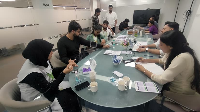 Team discussion in a meeting room